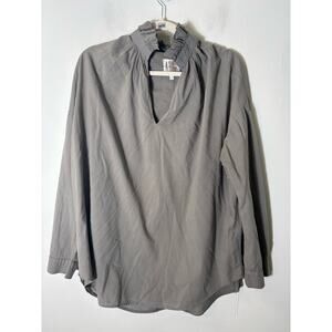 A Shirt Thing Dark Grayish Green Long Sleeve Shirt with Ruffle Collar Sz M